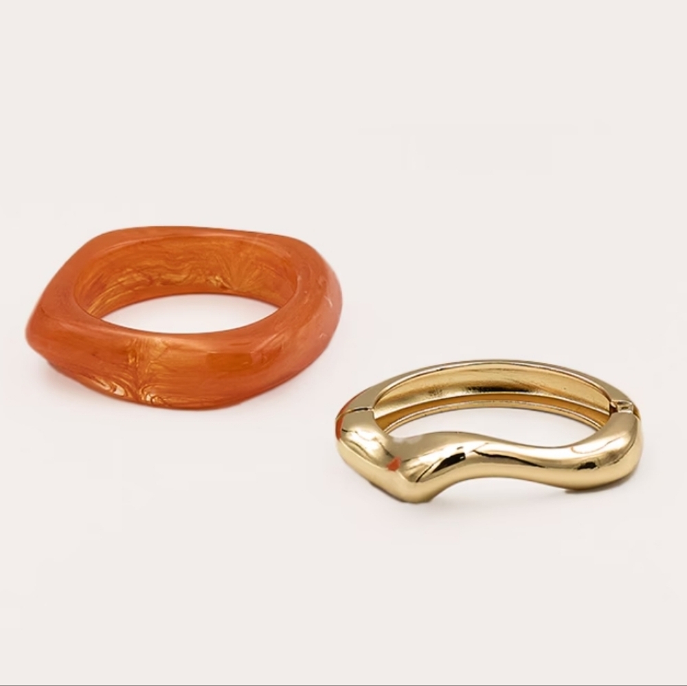 Orange And Gold Bangle Set - Picture 2 of 3